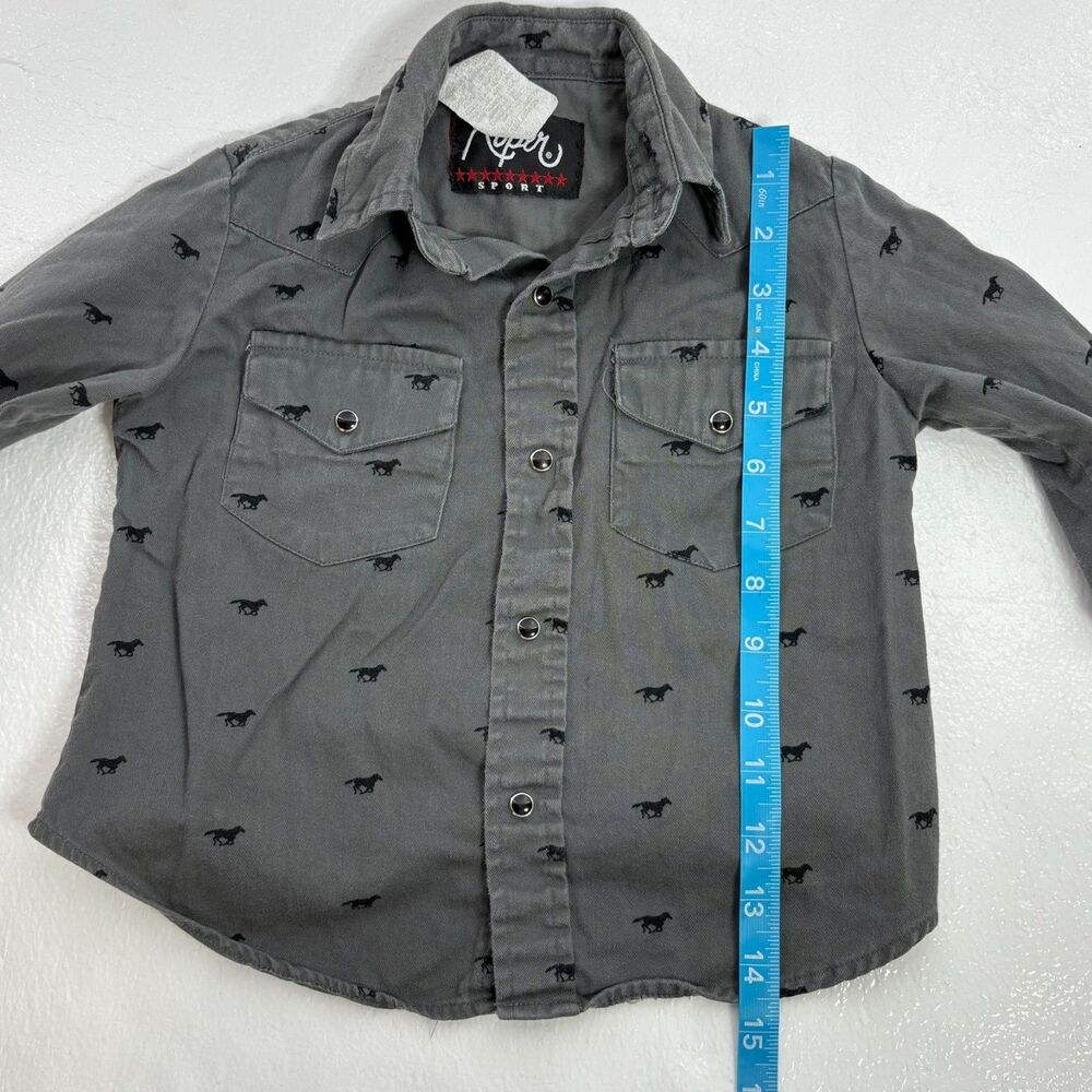 Roper Sport Vintage Western Rodeo Gray Black Pearl Button Down Kids 5 - Picture 10 of 10